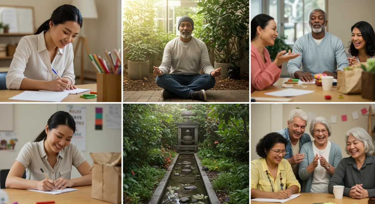 Diverse group practicing gratitude together, enhancing community well-being.