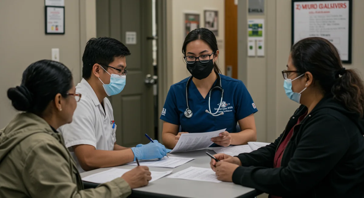 Community health worker assisting diverse community members