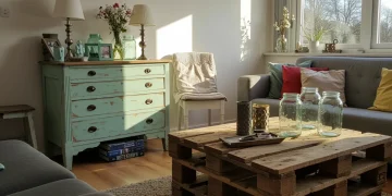 Creative upcycled home decor in a stylish living room