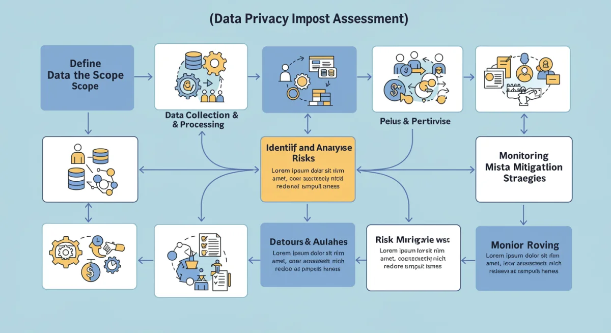 Flowchart depicting a data privacy impact assessment process for regulatory compliance.