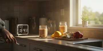 Master Your Mornings: 5 Hacks to Save 20 Minutes Daily Person efficiently preparing a healthy breakfast in a bright kitchen morning light