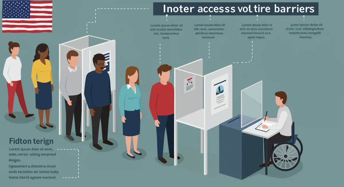 Diverse voters waiting in line at an accessible polling place, symbolizing enhanced voter access through federal legislation.