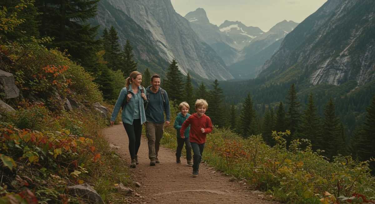 Family hiking in a national park during a short US trip.