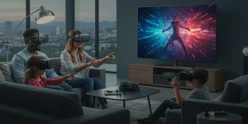 Family enjoying virtual reality home entertainment in 2026