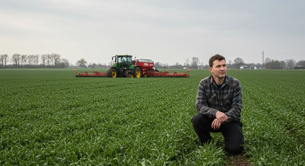 Farmer inspecting crops, representing the producer's perspective on agricultural subsidies.