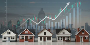 Federal Housing Initiatives 2026: Impact on Local Markets Illustration of federal housing initiatives impacting local markets by mid-2026, showing diverse homes and economic graphs.