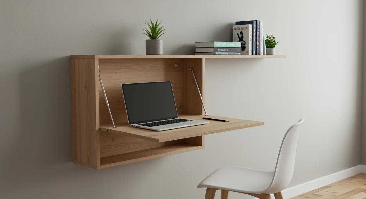 Wall-mounted folding desk for small home office