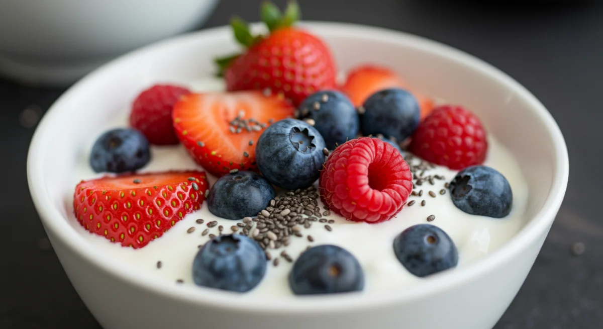 Greek yogurt with berries and chia seeds