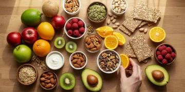Assortment of healthy snacks for energy boost