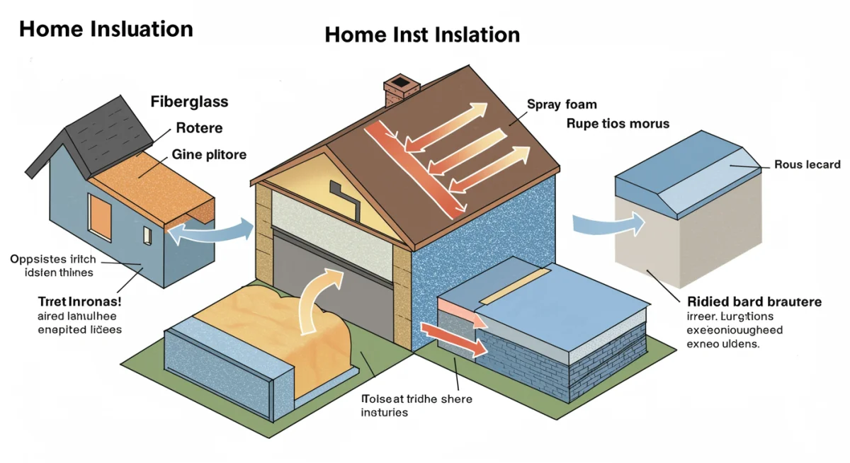 Infographic showing different types of home insulation and their applications