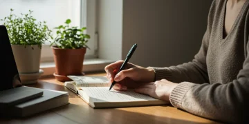 Journaling for Mental Clarity: A 4-Step Method to Reduce Overthinking by 25% Person journaling for mental clarity and stress reduction