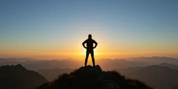 Person on mountain peak symbolizing mental resilience