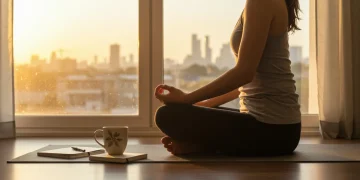 Mindful Mornings: Boost Productivity with 4 New Routines for 2026 Person meditating in a bright room, symbolizing a mindful morning routine.