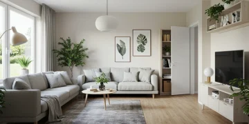 Modern living room with hidden storage and minimalist decor, emphasizing reclaimed space.