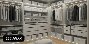 Ultimate Guide: Organize Closet in 60 Minutes (2026 Edition) A perfectly organized walk-in closet with labeled bins and uniform hangers, emphasizing speed and efficiency.