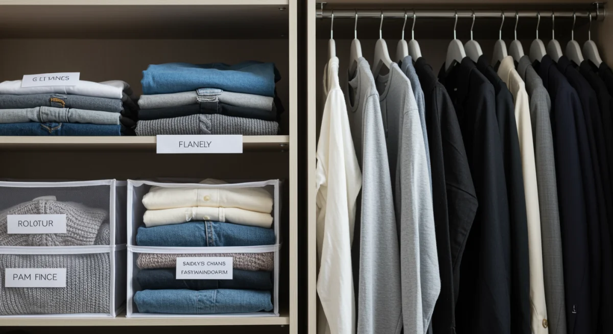 Organized closet with pre-selected clothes for the next day