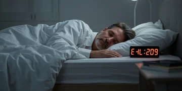 Peaceful American adult sleeping soundly in a modern bedroom, symbolizing effective sleep optimization.