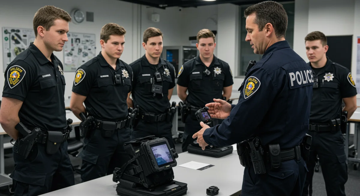 Police recruits training with new body camera technology