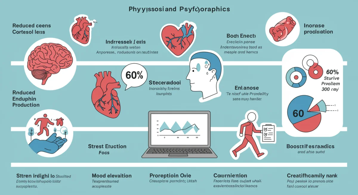 Infographic detailing the numerous physiological and psychological benefits of daily walking for mental health.