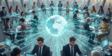 Global digital connectivity illustrating digital divide progress in 2026