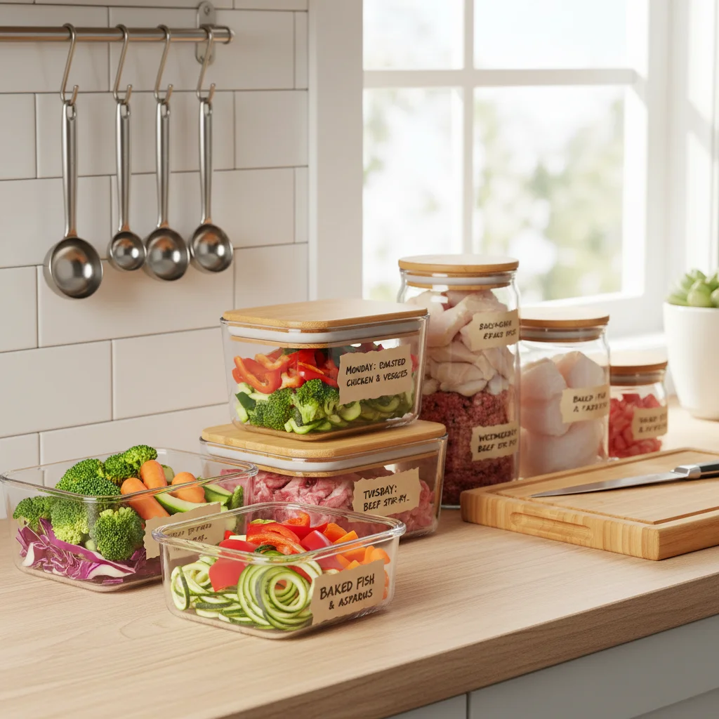 Pre-chopped vegetables and pre-portioned proteins for efficient meal prep.