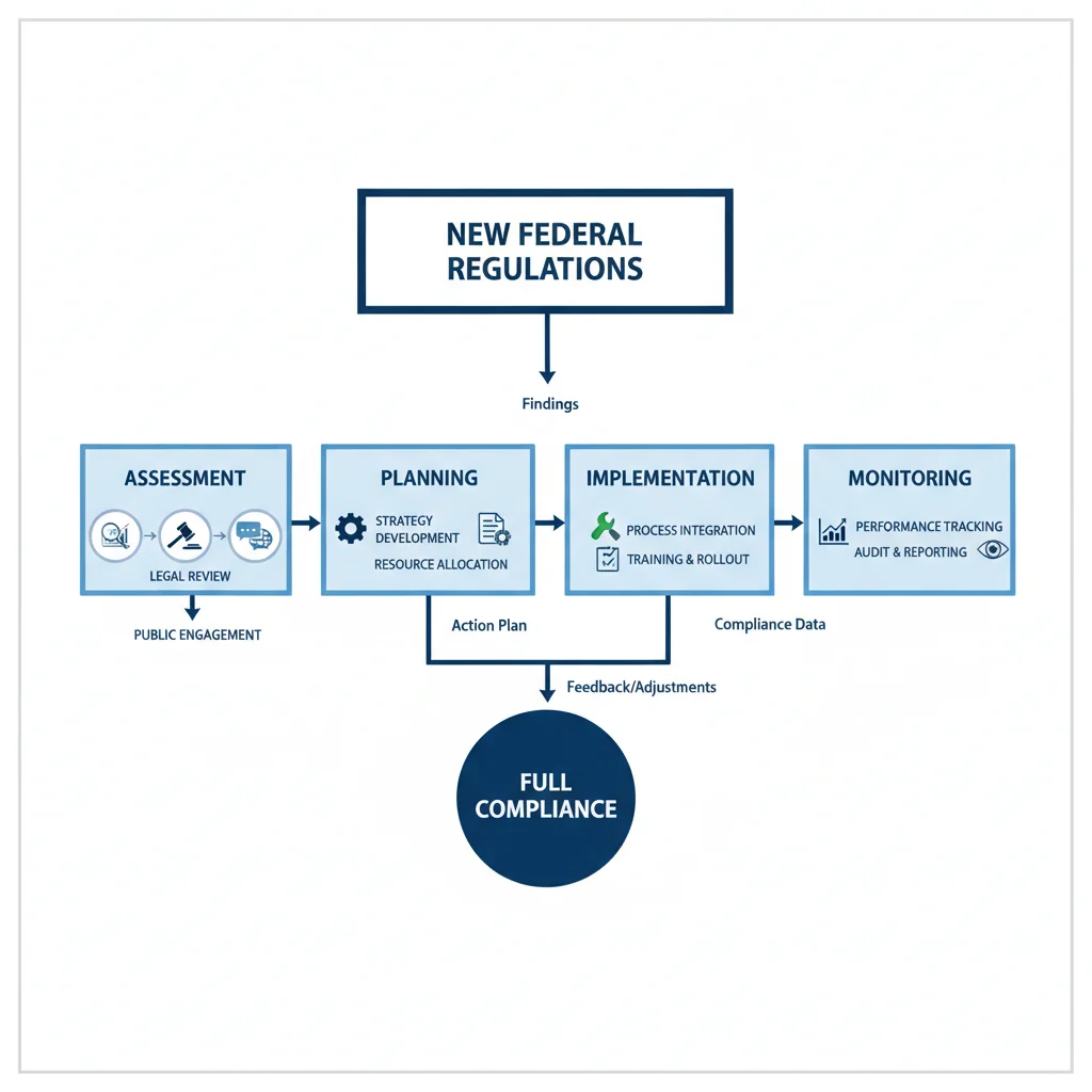 Flowchart depicting compliance process for new federal regulations