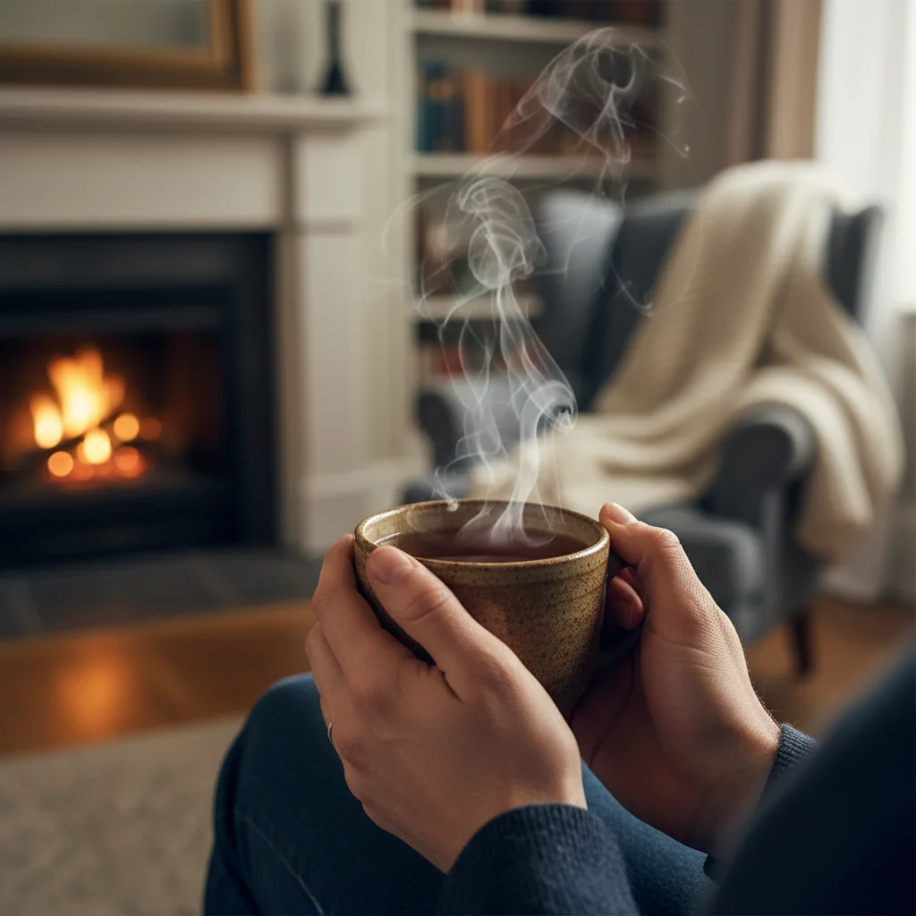 Mindful tea drinking with focused attention