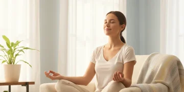 Person practicing mindfulness meditation in a peaceful setting in 2024