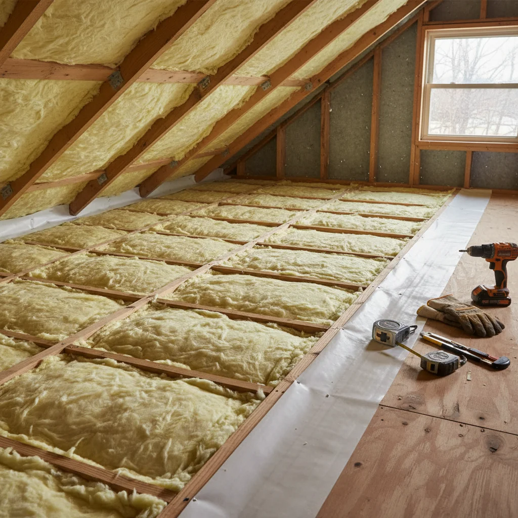 Well-insulated attic space for improved home heating