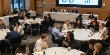 Community leaders discussing federal budget impact on local services