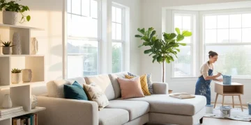 Bright living room with fresh paint and new decor, highlighting a successful DIY home refresh project.