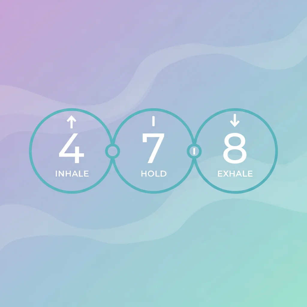 Infographic demonstrating the 4-7-8 breathing technique with numerical counts.