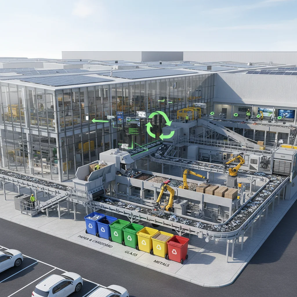Advanced waste management facility with recycling technology.