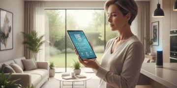 Homeowner reviewing digital home maintenance checklist on tablet