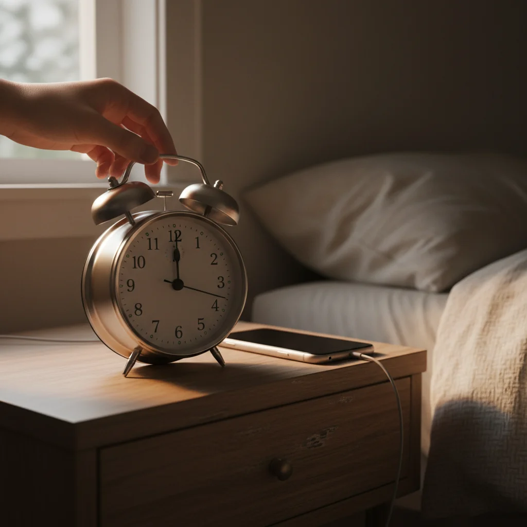 Setting a traditional alarm clock instead of using a phone