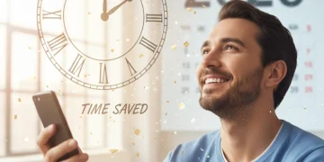 Person smiling, reclaiming time from smartphone in 2026